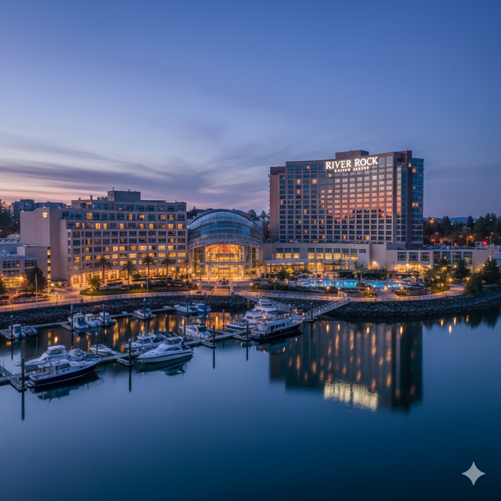 River Rock Casino Resort exterior overlooking the Fraser River